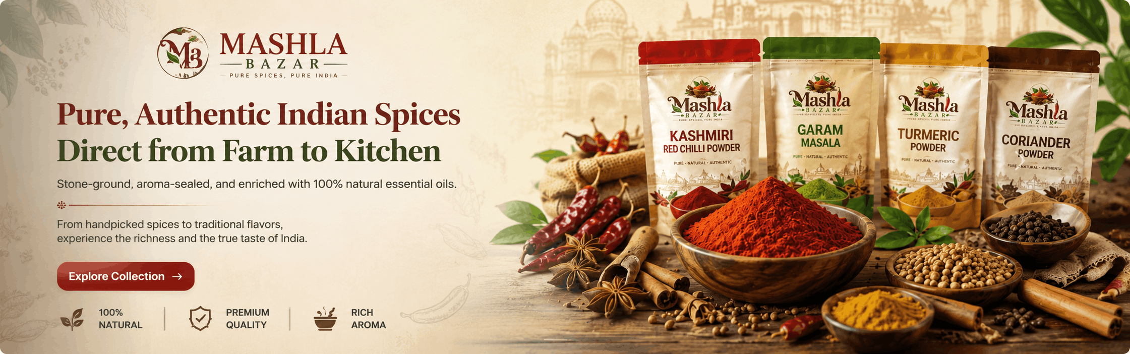 Pure, Authentic Indian Spices Direct from Farm to Kitchen - Mashla Bazar